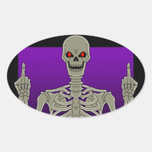 Adesivo Oval Sacudir do Skeleton Poker