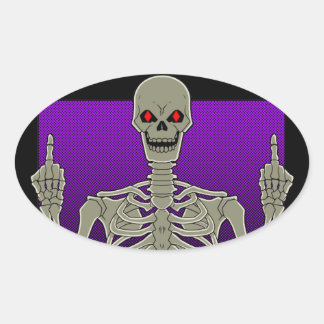 Adesivo Oval Sacudir do Skeleton Poker