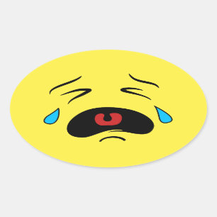 Adesivo Oval Sad Face Emoji
