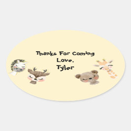 Adesivo Oval Safari Party Obrigado Sticker