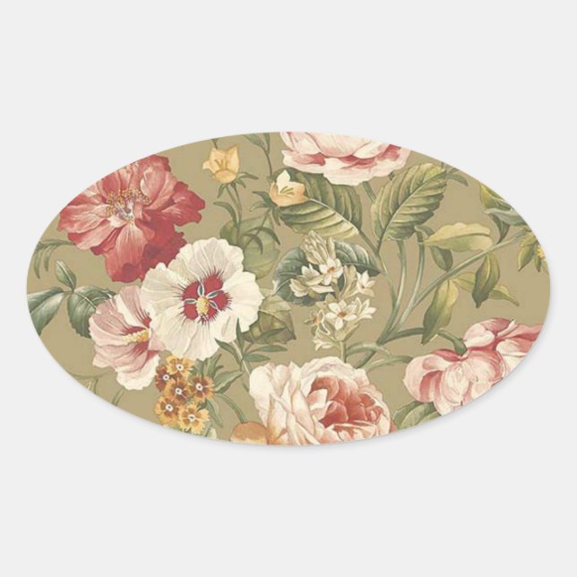 Adesivo Oval Sage Floral Rosas (Frente)