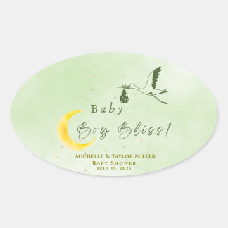 Adesivo Oval Sage Green Starlit Baby Boy Bliss Special Delivery