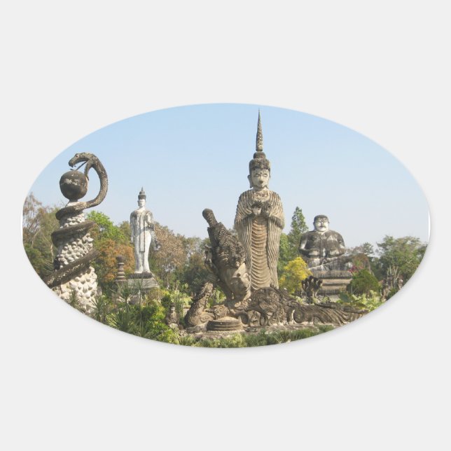 Adesivo Oval Sala Keo Kou, Nong Khai, Tailândia (Frente)