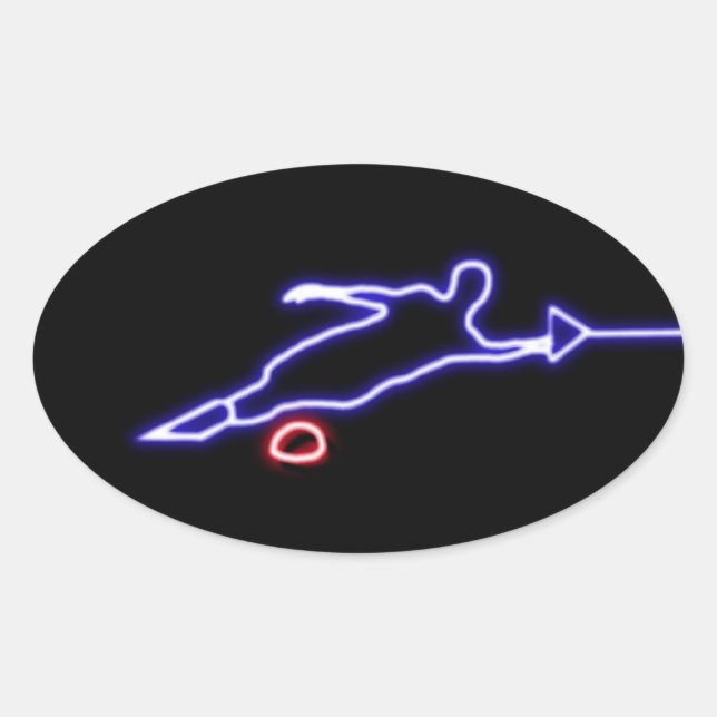 Adesivo Oval Sallom Water Skier Neon Sticker (Frente)