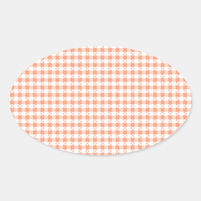 Adesivo Oval Salmon Pink Gingham (Frente)