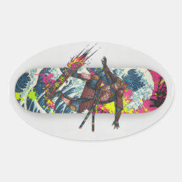 Adesivo Oval Samurai Skateboard Art – Japanese Spirit & Street 
