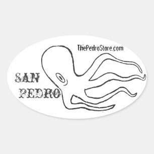 Adesivo Oval San Pedro Octopus Stickers