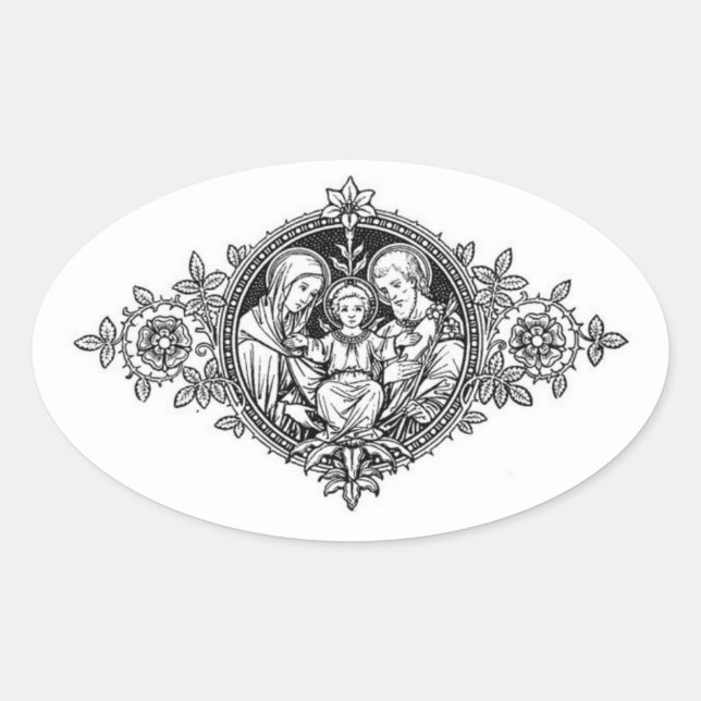 Adesivo Oval Santa Família Jesus Maria Rua Joseph (Frente)