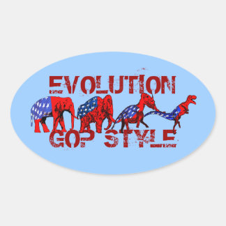 Adesivo Oval Sátira da Evolução Anti-GOP Anti-Republicana