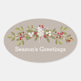 Adesivo Oval Saudações de Natal de Holiday Garland