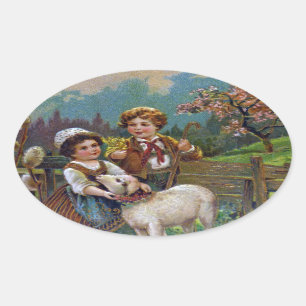 Adesivo Oval Saudações páscoas 1908