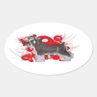 Adesivo Oval Schnauzer com Círculos Vermelhos