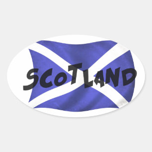 Adesivo Oval Scotland Wavy Flag
