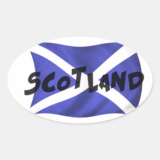 Adesivo Oval Scotland Wavy Flag (Frente)