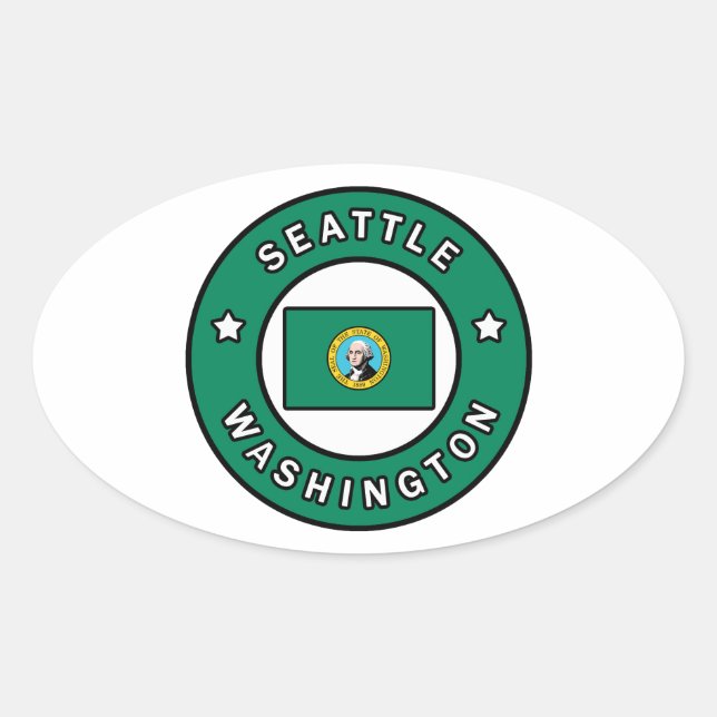 Adesivo Oval Seattle Washington (Frente)
