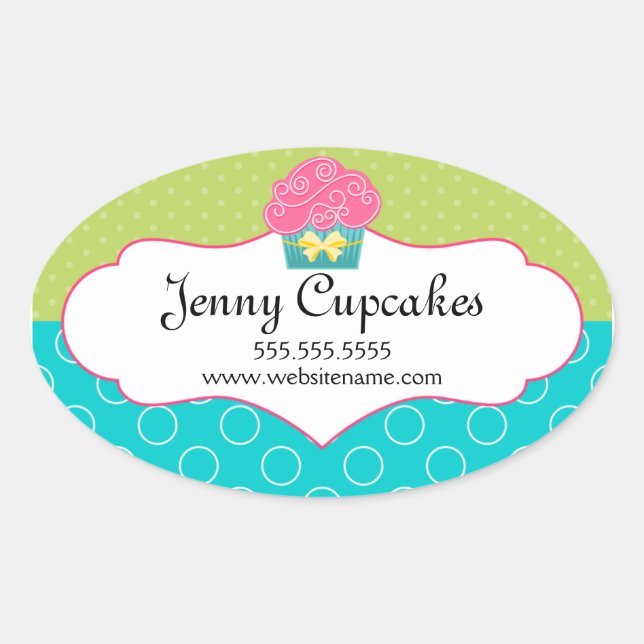Adesivo Oval Selo de Cupcake Whimssic (Frente)