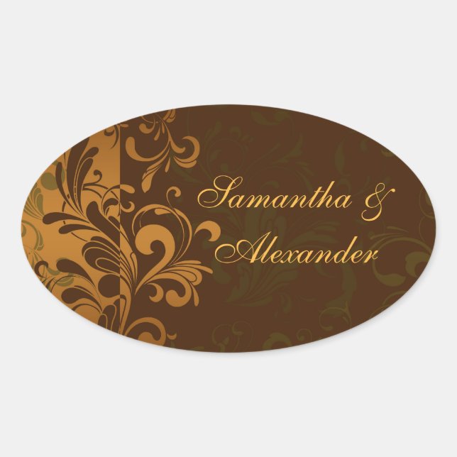 Adesivo Oval Selo de Envelope Castanho/Dourado/Verde ou (Frente)