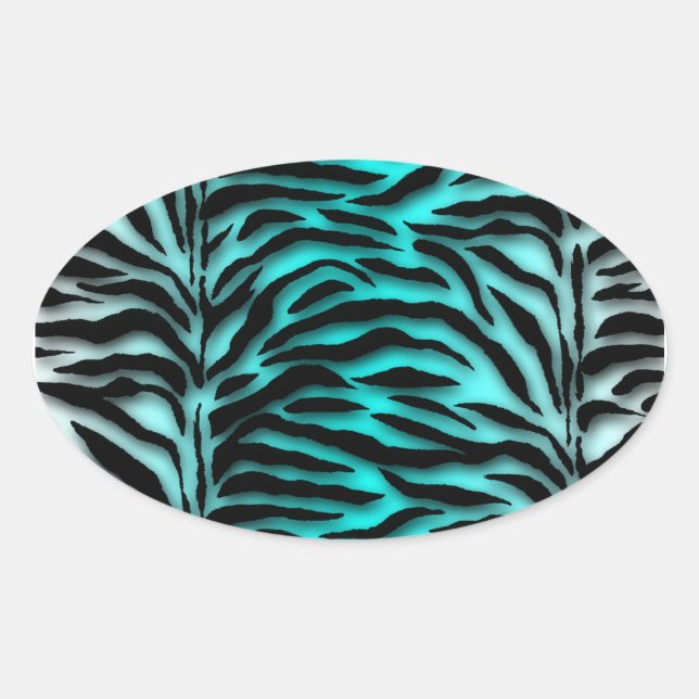 Adesivo Oval Selo de Envelope Zebra Azul Teal (Frente)