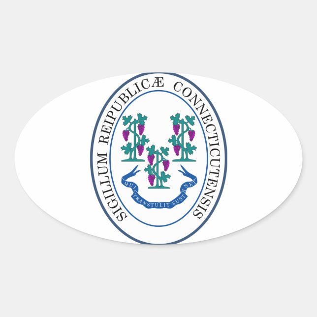 Adesivo Oval Selo estatal de Connecticut, EUA (Frente)