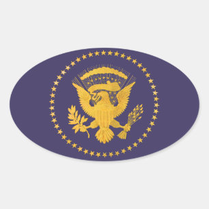 Adesivo Oval Selo Presidencial Dourado em Terra Azul