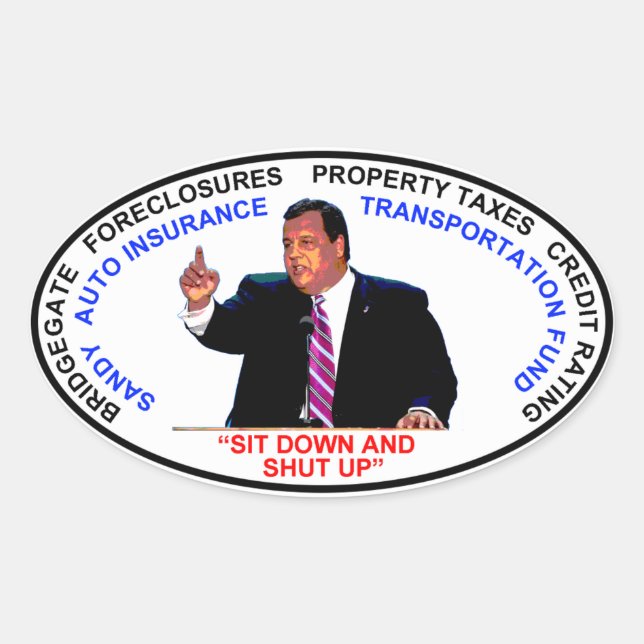 Adesivo Oval Sente-se e cale a boca (Frente)