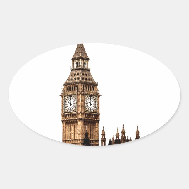 Adesivo Oval Sepia Big Ben Tower (Frente)