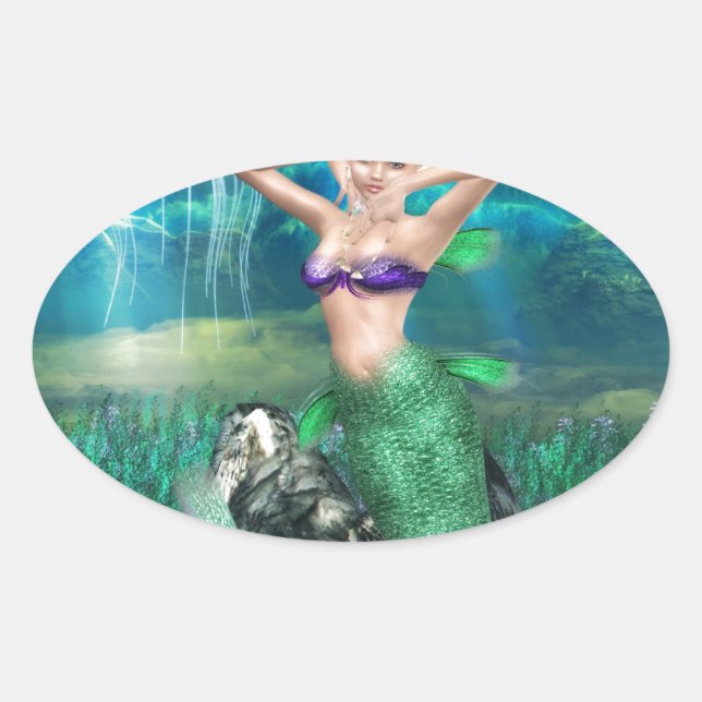 Adesivo Oval Sereia Mágica (Frente)