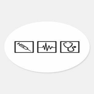 Adesivo Oval Seringa do estetoscópio do equipamento médico