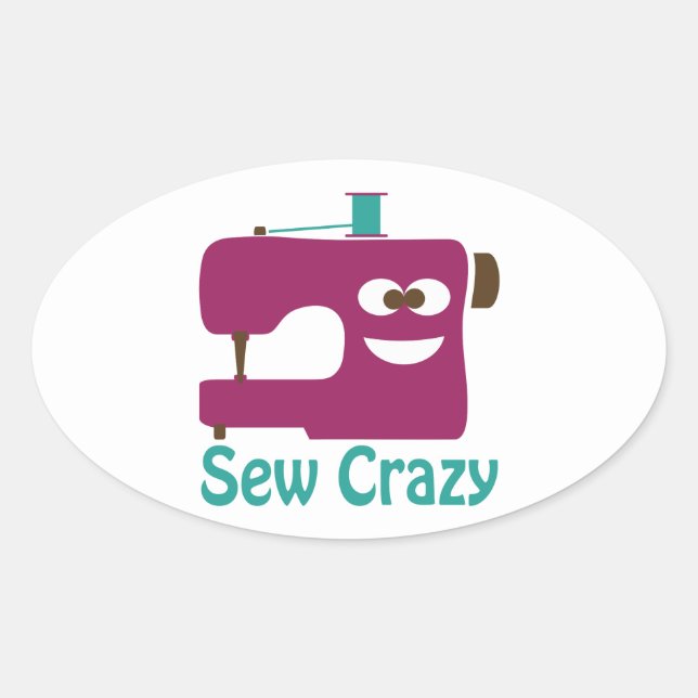 Adesivo Oval Sew Crazy (Frente)