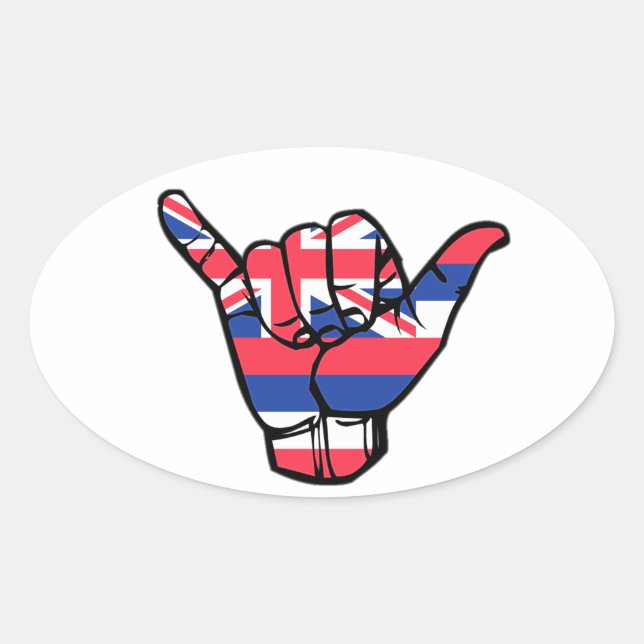 Adesivo Oval Shaka Hawaii Flag (Frente)