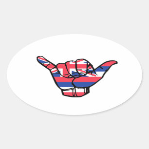 Adesivo Oval Shaka Hawaii Flag