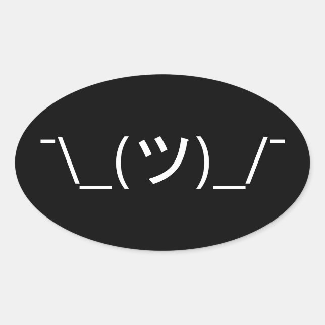 Adesivo Oval Shrug Emoticon ¯\_(ツ)_/ movimento Japonês Kaomoji (Frente)