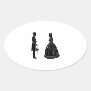 Adesivo Oval silhueta de abraham lincoln mary todd lincoln