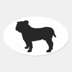 Adesivo Oval Silhueta de Bulldog