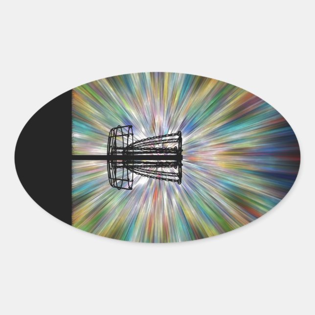 Adesivo Oval Silhueta de cesto de golfe de disco (Frente)