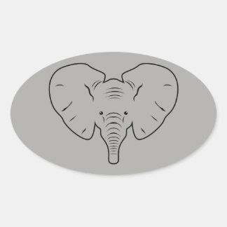 Adesivo Oval Silhueta de rosto elefante