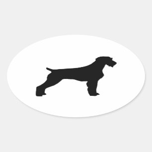 Adesivo Oval silhueta wirehaired alemão do ponteiro