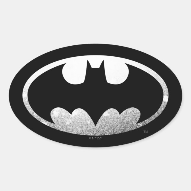 Adesivo Oval Símbolo Batman | Logotipo Grainy (Frente)
