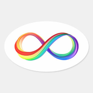 Adesivo Oval Símbolo de Infinidade Arco-Íris em Camadas