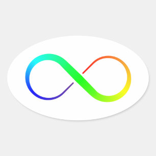Adesivo Oval Símbolo de Infinito Orgulho Autista Gradiente Arco