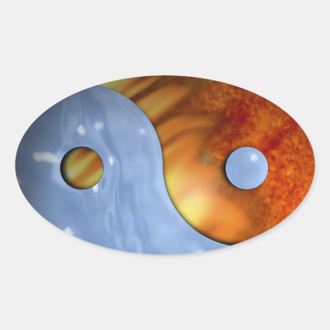 Adesivo Oval Símbolo de Yin e Yang (Frente)