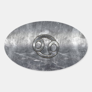 Adesivo Oval Símbolo Zodiac cancer no Estilo Industrial