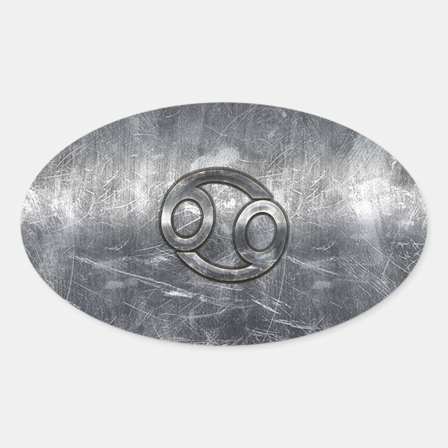 Adesivo Oval Símbolo Zodiac cancer no Estilo Industrial (Frente)