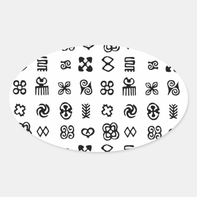 Adesivo Oval Símbolos africanos Adinkra (Frente)