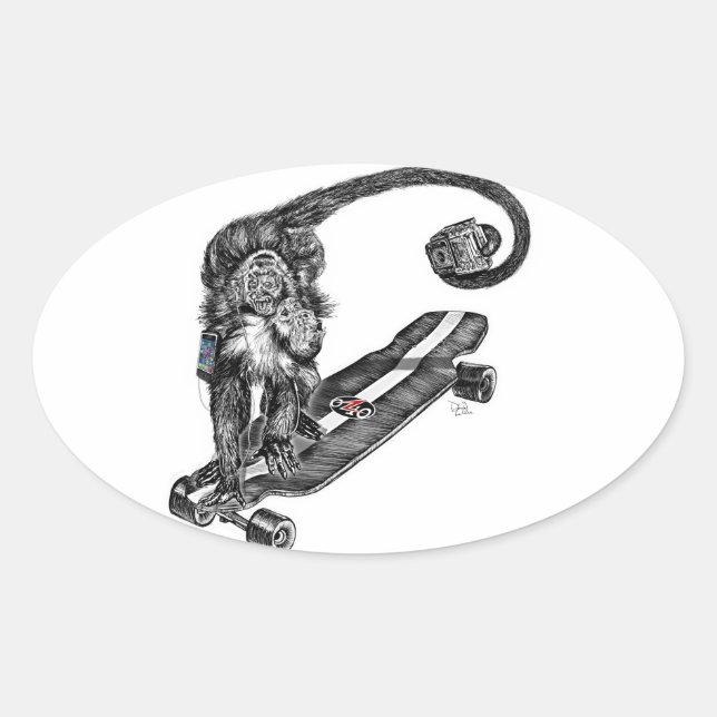 Adesivo Oval Simian Selfie Art (Frente)