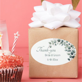 Adesivo Oval Simple Eucalyptus Wedding Thank-you Sticker