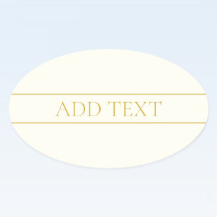 Adesivo Oval Simples Elegante Personalizável Texto Dourado Br