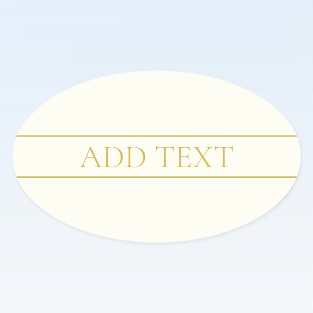 Adesivo Oval Simples Elegantes Textos Personalizáveis | Dourado (Criador carregado)