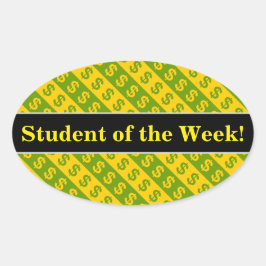 Adesivo Oval Sinais de Dólar Verde e Amarelo ($) Padrão Strike