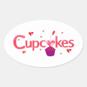 Adesivo Oval Sinal de Cupcake Glasé